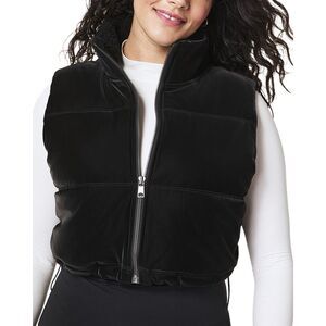 Spanx® Womens Two-In-One Velour Fleece Vest, Black